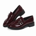 thumbnail image 5 of Pennysue Women's Patent Leather Loafers with Decorative Buckle Round Toe Chunky Heel Slip On Casual Dress Shoes for School Work Daily Wear, 5 of 7