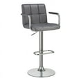 thumbnail image 1 of Bowery Hill Contemporary Metal/Faux Leather Adjustable Bar Stool in Gray, 1 of 2