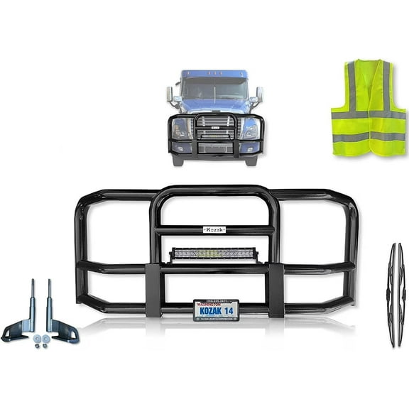 Kozak Compatible with Freightliner Cascadia 2007-2018 Grille Bumper Deer Guard - Black