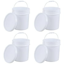 Anbers 4-Pack 6.6 Gallon Round Plastic Bucket with Lid, Food Bucket Pail with Handle, White