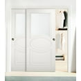 thumbnail image 3 of Sliding Closet Opaque Glass Bypass Doors 60 x 80 inches / Mela 7012 Matte White / Rails Hardware Set / Wood Solid Bedroom Wardrobe Doors, 3 of 3