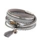 thumbnail image 5 of Brazalete de de cuero de con borla Boho para mujer gris Sunnimix Pulsera de múltiples capas de mujer, 5 of 5