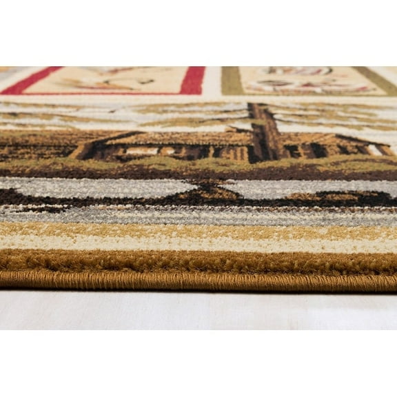 HR Cabin Rug Modern Geometric Design Cabin Rug Abstract Beige / Multi 76 x 101