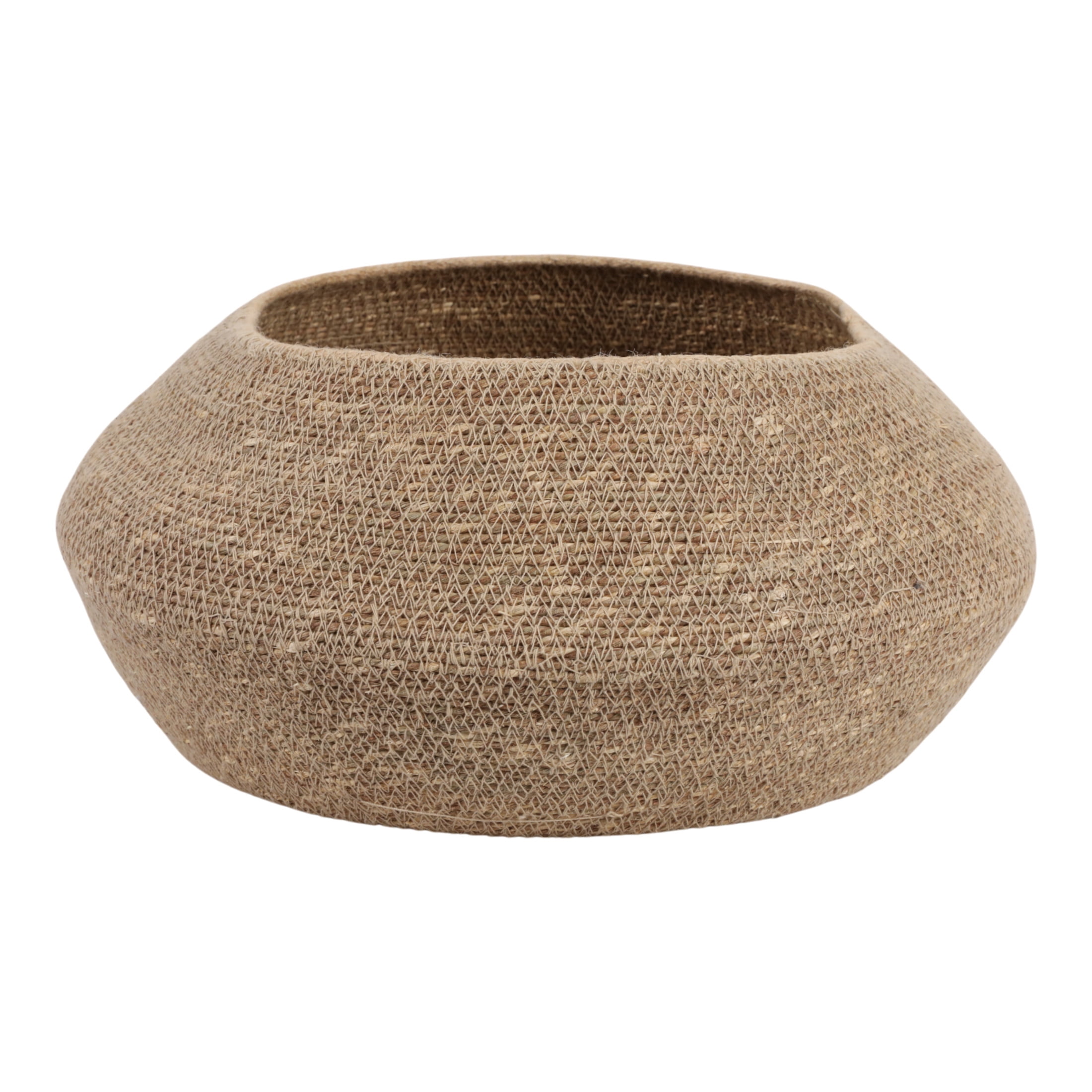 Woven Jute Storage Basket for House Organizing - Decorative Basket for Blankets, Bathroom Towels, and Living Room Decor - Home Decor Accent for Entryway, Bathroom, or Laundry Room - 8", Brown & Tan