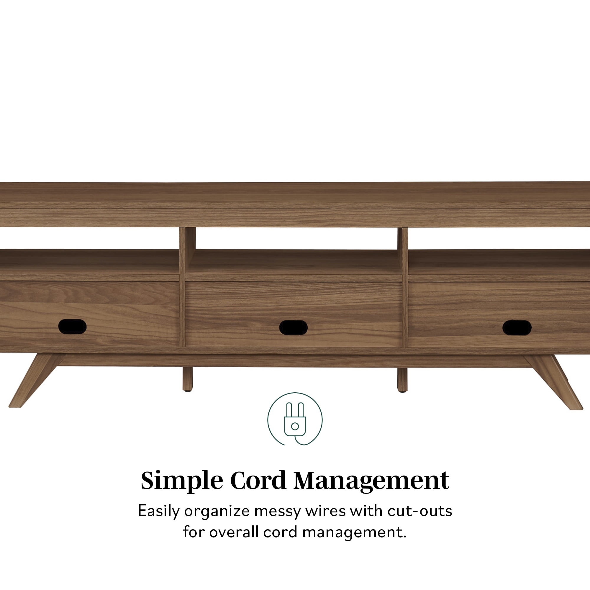 Walker Edison Mid-Century Modern Storage TV Stand for TVs up to 80”, Mocha