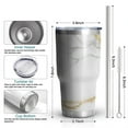 thumbnail image 6 of 30oz White Marble Gold Line Pattern Tumblers Stainless Steel Tumbler with Lid and Straw,Vacuum Insulated Double Wall Travel Tumbler Cups Mug with Cleaning Brush for Coffee,Tea, 6 of 7