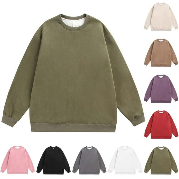 Momasggi Men's Fleece Lined Sweatshirt Big and Tall Long Sleeve Crewneck Pullover Tops Fall Winter Outdoor Warm Sweatshirts Army Green 2XL