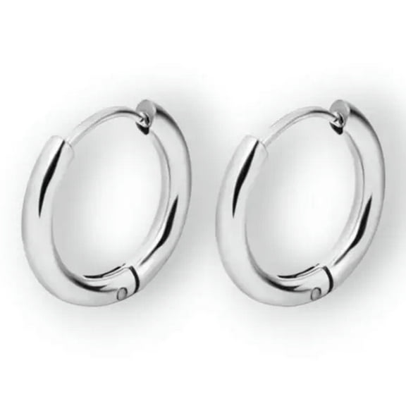 GKNET Stainless Steel Huggie Hoop Earrings Unisex Fashion Delicate Jewelry For Women, Men-Silver-10mm