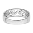 thumbnail image 5 of Sterling Silver Rhodium-plated Cut-Out Polished Wave Band Ring, 5 of 6