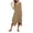 Khaki, variant on Gealkoca Women's Swimsuit Coverup Casual Sleeveless V Neck Beach Long Dress Summer Solid Color Irregular Hem Loose Mid Dress