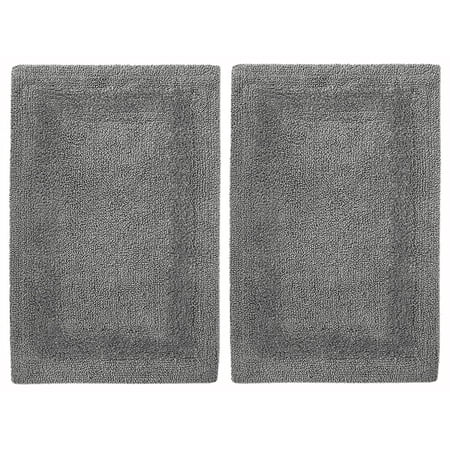 Reversible Bath Mats Beauty Threadz 2 Piece Reversible Step Out Bath Mat Rug Set 17x24 Charcoal, 100% Pure Cotton, Super Soft, Plush & Absorbent, Hand Tufted Heavy Weight Construction, Full Reversible, Rug Pad Recommended ()