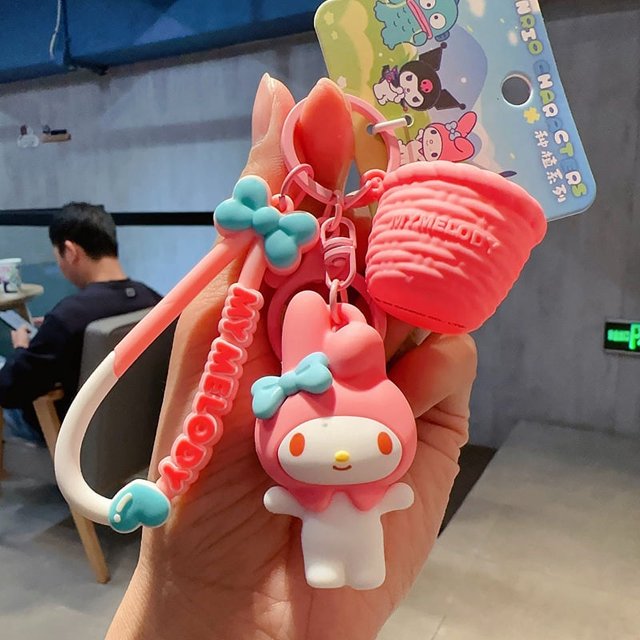 Cartoon Genuine Sanrio HelloKitty Kulomi Projection Camera Pendant Plush Big Ear Dog Keychain Female