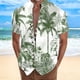 thumbnail image 3 of Playeras Camisa de vacaciones en la playa Camisa de cuello con botones en los puños para hombre (Green, XXL), 3 of 4