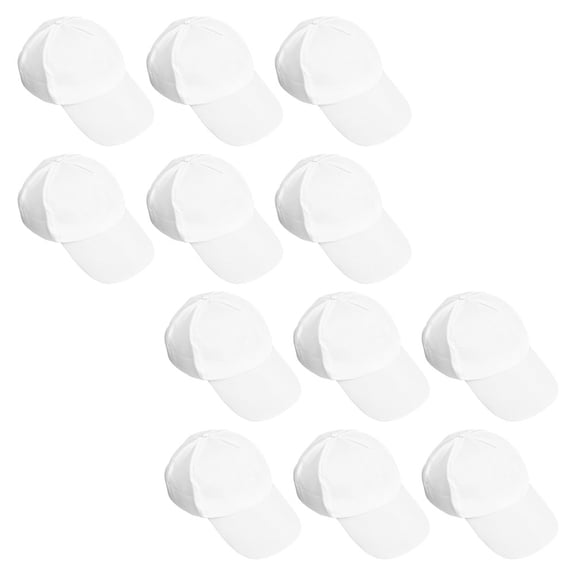 OUNONA 12Pcs DIY Baseball Cap Adjustable Fit White Cotton For Outdoor Sports
