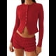 thumbnail image 2 of Blusas de Larga para Mujer, Cárdigan Ligero de Otoño, Camisetas para Salir, Blusas Acanaladas con Botones, Lindas y A Rojo L, 2 of 9