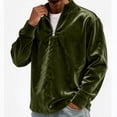 thumbnail image 6 of Qualvora Mens Velour Quarter Zip Pullover, Long Sleeve Stand Collar Sweatshirt with Metal Zipper, Loose Fit Solid Color Top, Fall Winter Party Night Out Wear for Men, 6 of 7