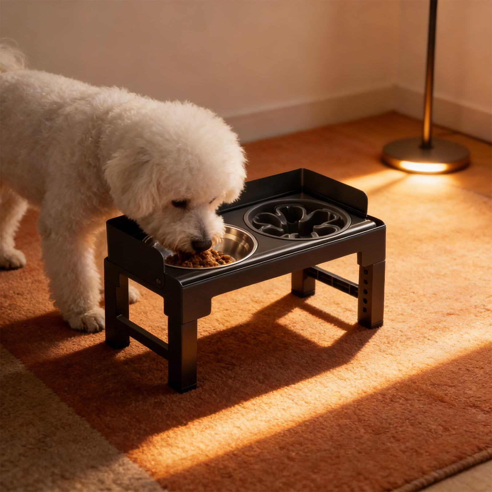 FeiFu Elevated Dog Bowls Large Breed Raised Dogs Bowl Stand Large Medium Sized Dog Slow Feeder Dogs Bowls Food Water Stands Pet Feeder Dish Station