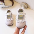 thumbnail image 2 of Momihoom Girls' Lace Ruffle Mary Jane Flats, Soft-Soled Hook-and-Loop Dress Shoes for Toddlers, 2 of 4