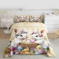 thumbnail image 2 of Feelyou Cute White Bunnies Full Size Comforter Sets for Teen, Kawaii Easter Egg Bedding Comforter Set, Happy Spring Festival Reversible Bedding Sets, Lightweight Room Decor, 3-Piece, 2 of 8