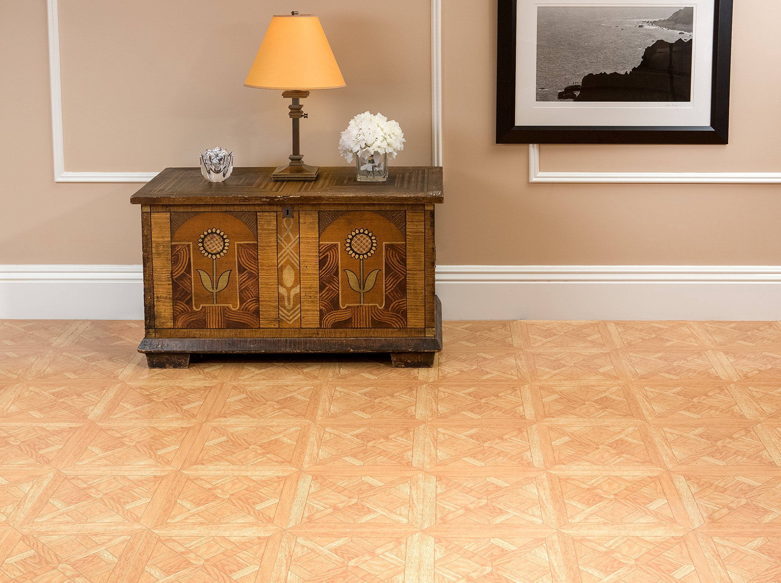 Nexus Self Adhesive 12-inch Vinyl Floor Tiles  20 - 12" X Classic Parquet Oak Slate Pattern Peel & Stick Diy Flooring For Kitchen Dining Room Bedrooms Bathrooms By Home Decor