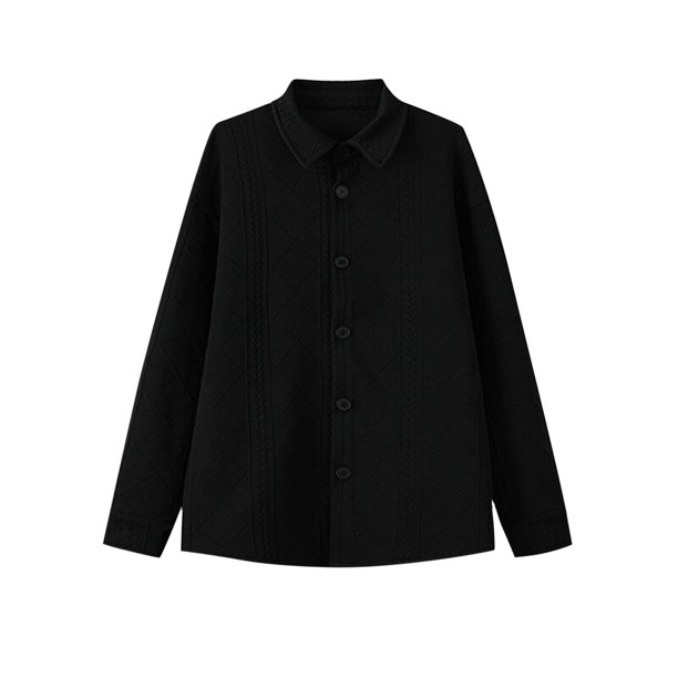 Blusa y camisa de manga larga con cuello vuelto para hombre, cárdigan de color liso, holgado, informal, con botones, blusa de manga larga con cuello vuelto, abrigo de poliéster para hombre