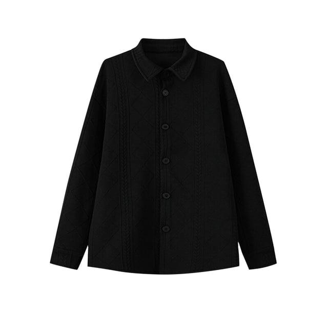 Styesk Chemises pour Hommes Cardigan Uni Ample Décontracté Bouton Manches Longues Col Rabattu Blouse