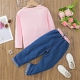 thumbnail image 2 of PatPat Big Girls Figure Print Pink T-Shirt and Denim Jeans 2Pcs Long Sleeve Clothes Set Size 5-12, 2 of 6