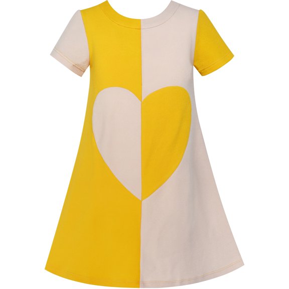 Girls Dress Color Contrast Heart A-line Sundress 5