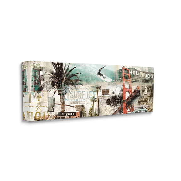 Stupell Industries Vintage California Collage Urban City Landmarks,10 x 24,Designed by Tyler Burke
