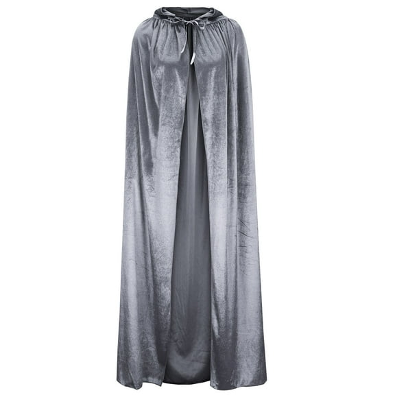 Odeerbi Cloak With Hood Women Festival Casual Party Solid Retro Gothic Cloak Stage Outfit Top Blue