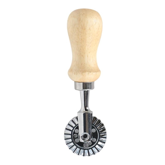 GUOOL Classical Ravioli Cutter Zinc Alloy Pasta Cutter Mould Wood Handle for Pasta Pierogi Press Stamps Kitchen Attachment Roll round handle
