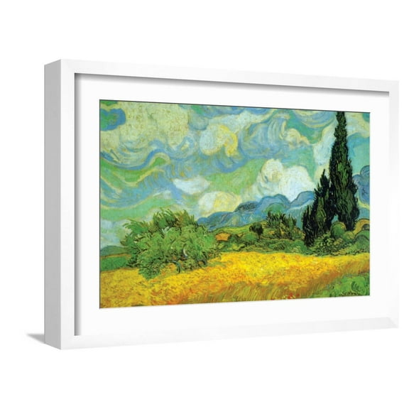 Art.com Cypresses Art Print by Vincent van Gogh, White Frame Wall Art, 23" x 17"