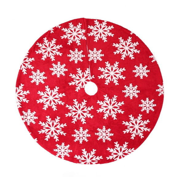 Mouliraty Red Christmas Tree Skirt with White Snowflake Pattern Design, 35.42 inches/48.03 inches, Perfect for Christmas Decorations and Gifts