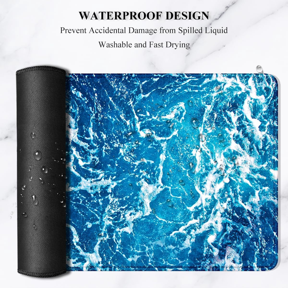 Large Mouse Pad, XXL Desk Pad, Extened Mousepad 31.5" x 11.8", Non-Slip Rubber Base, Stitched Edges, Superior Surface, Gaming Keyboard Mat, Waterproof Desk Pad, Beautiful Ocean