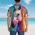 thumbnail image 4 of Fotbe Watercolor White Horse Camisa Hawaiana para Hombre Unisex – Camisa Casual de Verano con Botones de Manga Corta de Algodón y Lino,3X-Large, 4 of 7