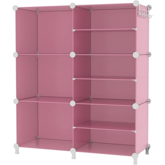 Closet Organizer 6 Cube Storage Shelves Portable Closet Clothes Organizers and Storage Stackable Cubby Shelving for Closet Bedroom Living Room Pink