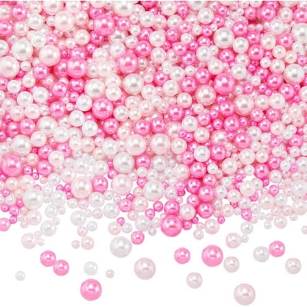1 Box 1500Pcs Pink Beads Mixed Size Beads No Holes Bulk Red White Round Pearls Plastic Beads