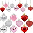 thumbnail image 2 of HomeDM 36Pcs Christmas Heart Shaped Ornaments Christmas Tree Party Decor Valentine's Day Hanging Pendant 1.77"x2.17" Mini Heart Ornaments Wedding Mother's Day Decor, 2 of 9