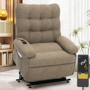 UHOMEPRO Power Lift Recliner Chair for Elderly and Adults, Modern Single Sofa Recliner with Infinite Position and Side Pockets, Electric Reclining Mechanism for Living Room Home Theater, Brown