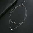 thumbnail image 3 of EUEAVAN Love Pearl Pendant Double Layer Stainless Steel Necklace Silver, 3 of 8