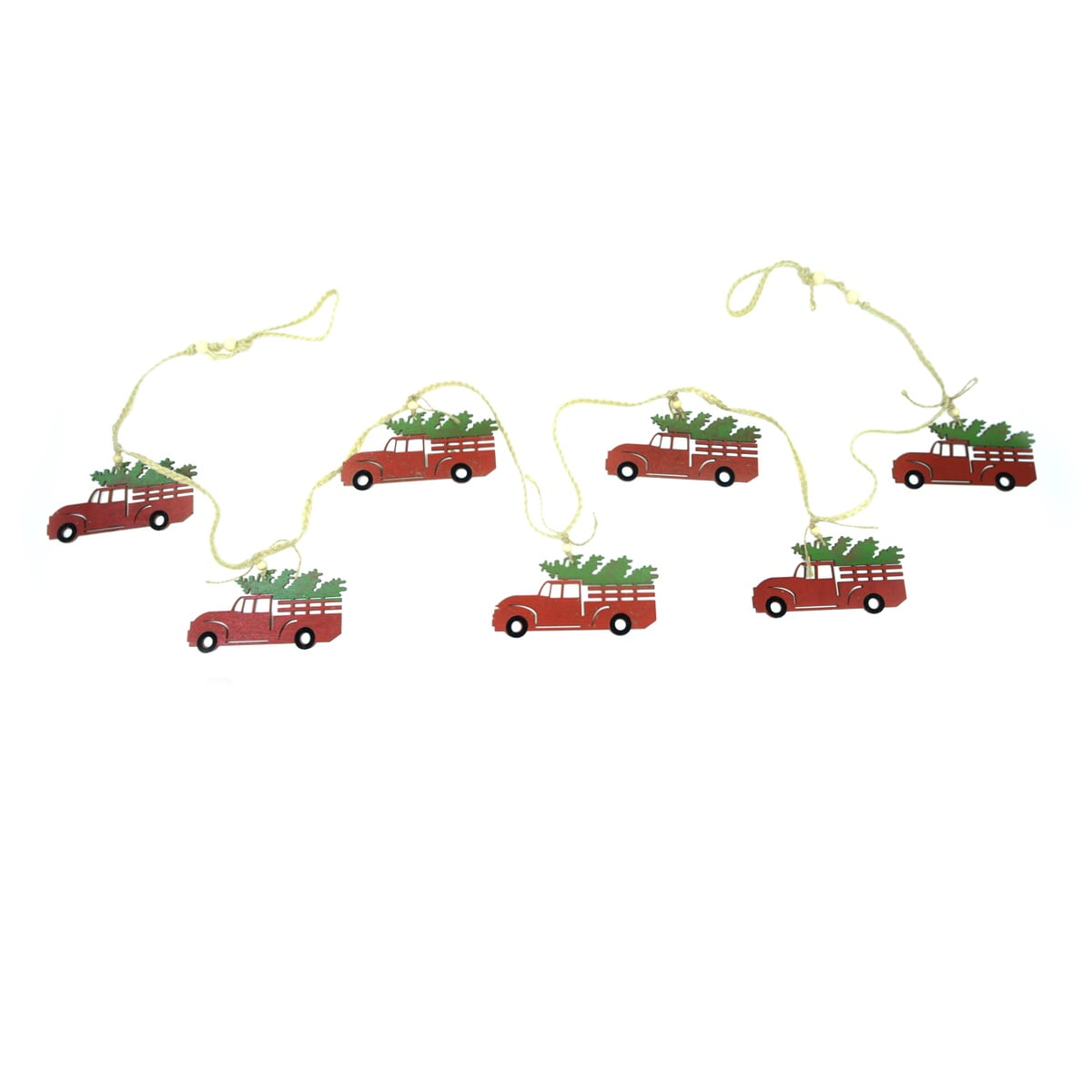 Hanging Wooden Red Delivery Truck Garland Xmas Tree Ornament Christmas Rustic Holiday Home Decor