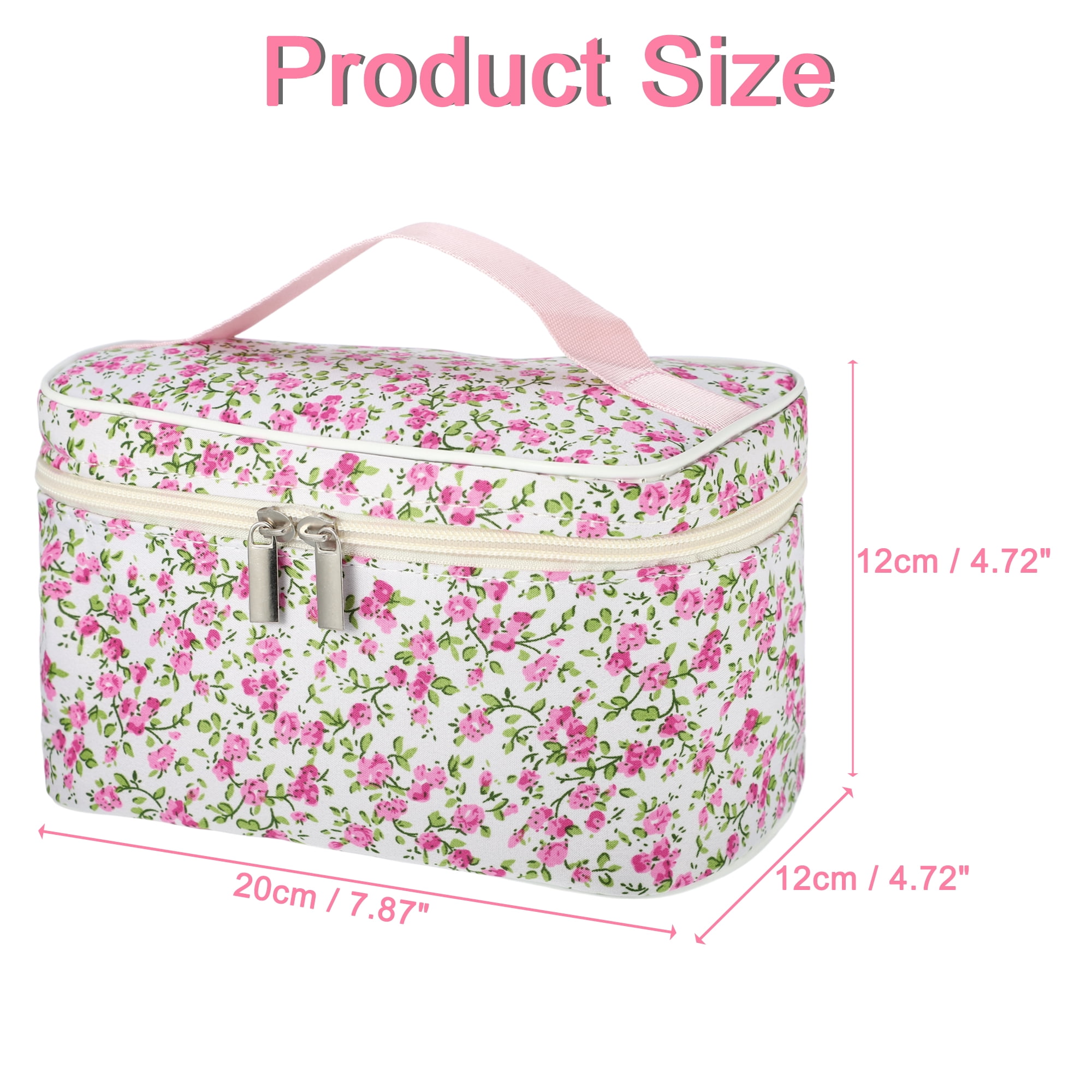 Unique Bargains 1Pc Beautiful Floral Storage Cosmetic Bag for Women's Toiletry Rose Red