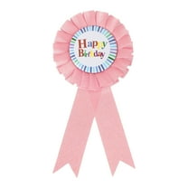 Uxcell 6" x 3" Birthday Ribbon, Award Ribbons Fabric Button Pins for Party Decoration, Light Pink