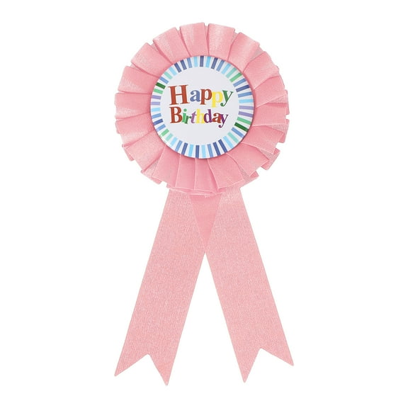 Uxcell 6" x 3" Birthday Ribbon, Award Ribbons Fabric Button Pins for Party Decoration, Light Pink