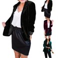 thumbnail image 4 of CENL Womens Long Sleeve Velvet Blazer Jacket Office Suit Open Front Cardigan Coats, 4 of 9