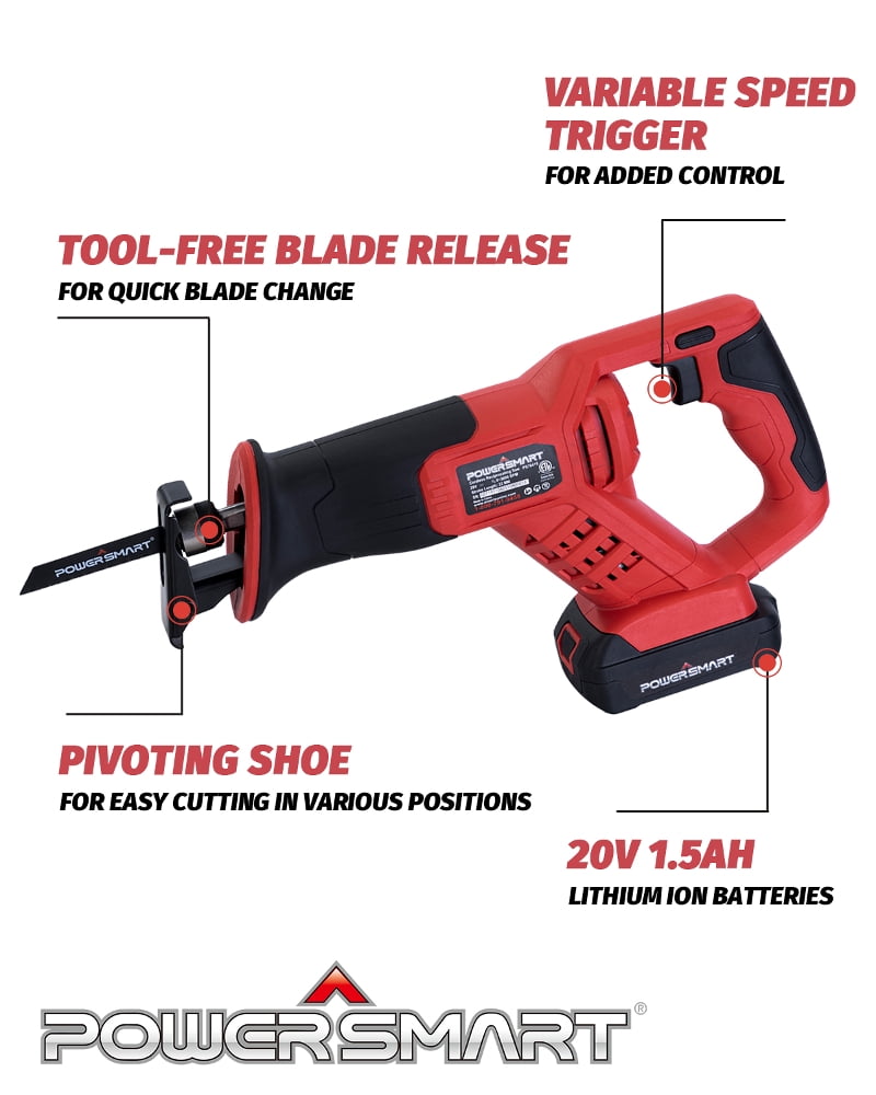 PowerSmart PS76415A 20V Cordless Reciprocating Saw