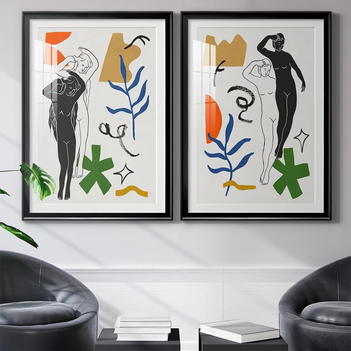 Wexford Home Starry Venus I Premium Framed Print, 30.5" x 42.5" - Ready to Hang, Black (Set of 2)