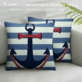 thumbnail image 3 of YANMS Square Nautical Red Anchor On Navy Blue Stripes Throw Pillow Cover Decorative Pillow Cover Perfect Decor Gift for Sofa Bedroom Home Decoration, 3 of 5