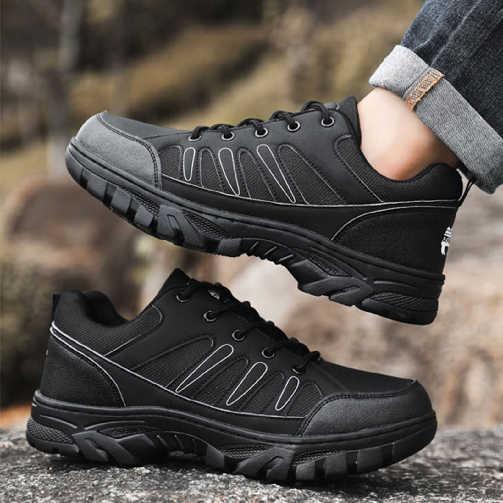 AUDeals Men's Waterproof Hiking Shoes, Lightweight Mountain Trekking Boots with Anti Slip Support, Breathable Outdoor Walking