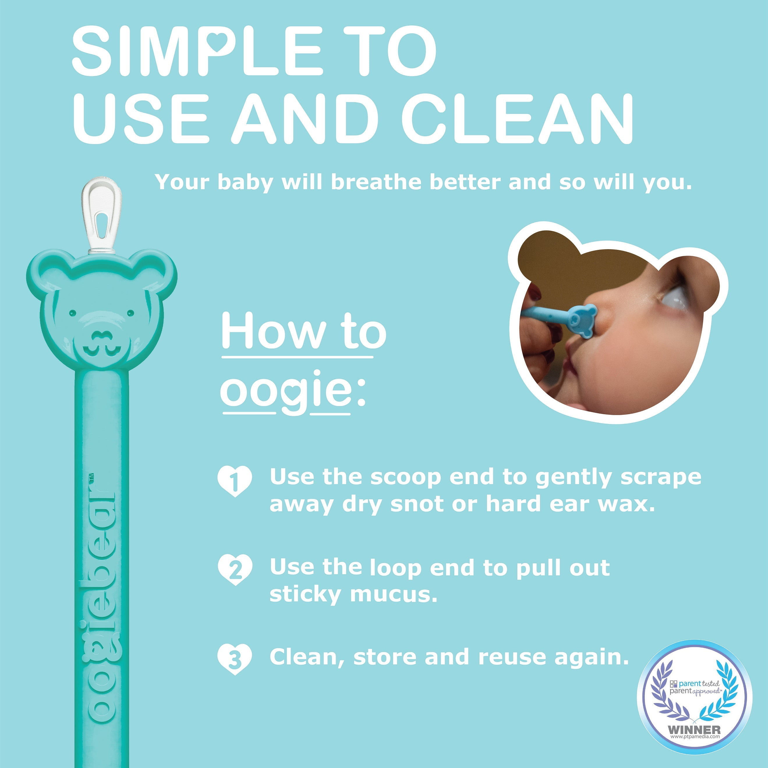 oogiebear Two Pack - Patented Curved Scoop and Loop; Safe Baby